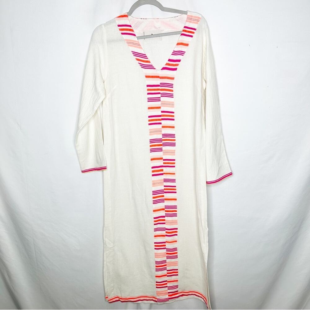 LEMLEM Cream Long Sleeve Embroidered Caftan NWT in Size Small